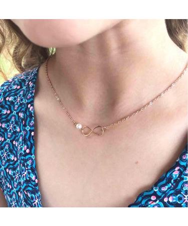 Boho Pearl Infinity Choker Necklace - Gold Figure Eight Pendant Jewelry for Women & Girls - Perfect Gift - Buy Online on GoSupps.com