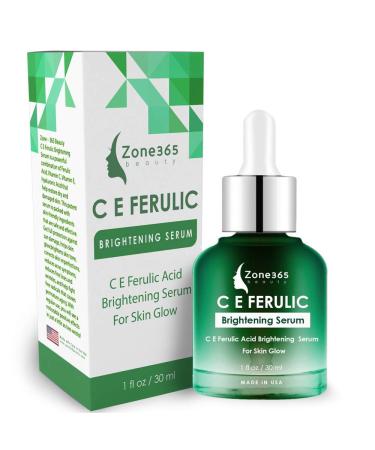Zone - 365 Brightening Serum with Vitamins C and E  Ferulic and Hyaluronic Acid to Correct Skin Imperfections