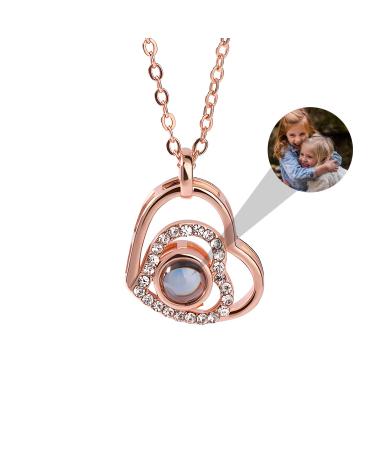 Drawelry Personalized Photo Projection Hears Care Heart Pet Pad Print Pote Pot with Picture In Inner Women's Halen Chain Reminder Schicken Gifts For Women Girls Heart-Rg