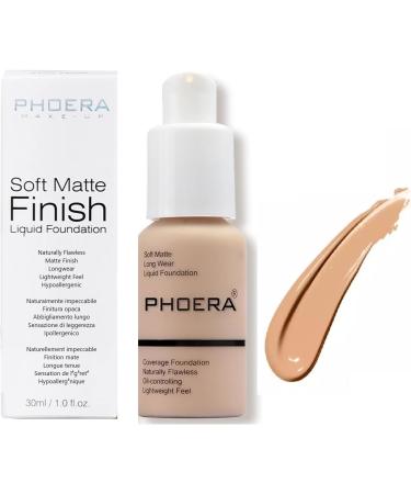 Phooera Fulll Coverage Liquid foundation Matte Finish Concealer Long wear 24hrs Oil Controlling Naturally Flawless Lightweigt Feel Buildable (104 BUFF BEIGE) - Buy Online on GoSupps.com