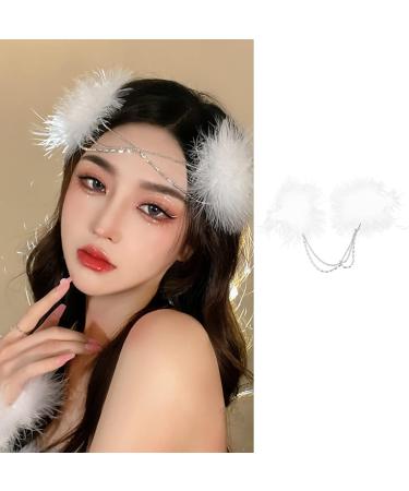 hgnxa Korean Female Hairpin White Side Clip Hair Clips Hairpin Feather Barrettes Headpiece for Women Girls - Buy Online on GoSupps.com