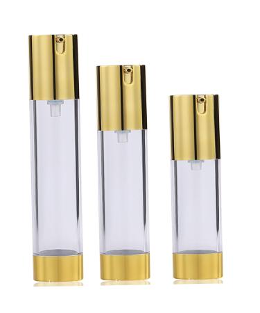 3Pcs 15ml/30ml/50ml Travel Bottles Transparent Airless Jar Portable Reusable Refillable Sealed Travel Bottle for Toner Lotion Serum
