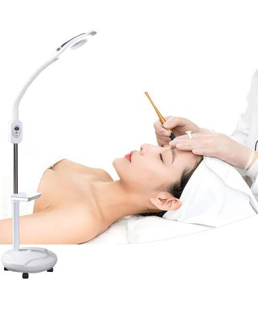LED Magnifying Floor Stand Lamp 18X Cold Light Beauty Lamp with Base LED Lighted Standing Magnifier Work Light for Lash Estheticians Facials