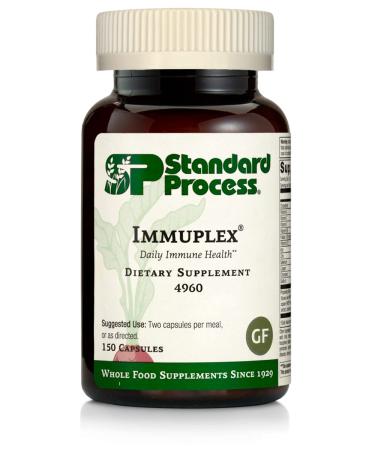 Standard Process Immuplex - Whole Food Immune Support and Antioxidant Support with Chromium, Folate, Vitamin B6, Copper, Selenium, Vitamin A - 150 Capsules 150 Count (Pack of 1)