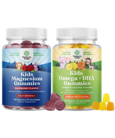 Bundle of Kids Calm Magnesium - Gummies for Nerve Bone and Muscle Health and Kids DHA - Omega 3 Gummies with Vegetarian Omega 3 6 9 for Vision Brain & Immunity - 90 Count
