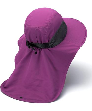 BASSDASH UPF 50+ Unisex Water Resistant Wide Brim Sun Hat with Neck Flap, Purple Orchid - Buy Online on GoSupps.com