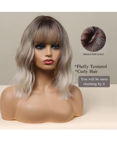 Esmee 14 Short Blonde Wigs with Bangs | Natural Synthetic Ombre Wig for Women | Cosplay & Daily Wear | Bob 14 Inch - Buy Online on GoSupps.com