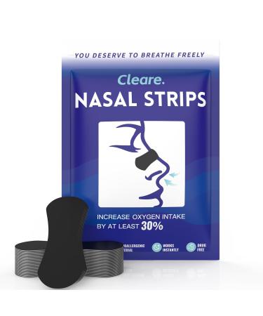 Extra Strength Nasal Strips: Instant Snoring & Breathing Relief - Comfort Fit Drug-Free Congestion Relief Works Instantly for Men & Women - 30 Ct (Black) Small