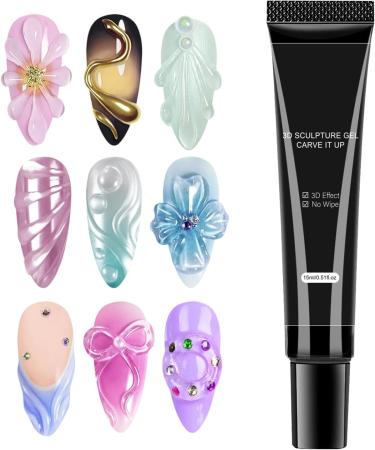  G n rique 15 ml 3D Gel Nail Sculpture Solid Glue UV Gel Non-stick False Nail Extension Gels Sculpt Patterns Safe and Non-Yellowing For Women Dates - Buy Online on GoSupps.com
