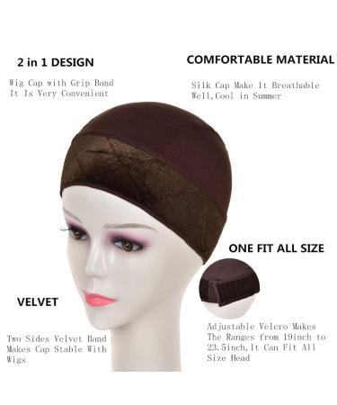 Lenaqueen Wig Grip Cap - Adjustable Velvet Cap for Lace Front Wigs - Light Brown - Buy Online on GoSupps.com