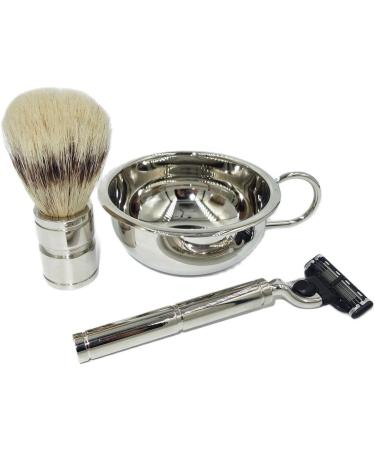 Kjyr Portable Men's Razor Brush - 5-in-1 Shaving Set for Wild Boar Beards | Safety Razors Double-Sided Mirror & Soap Cup Stand - Buy Online on GoSupps.com