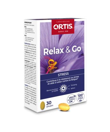 Ortis - Relax & Go 30 Tablets - Food Supplement to resist stress and fight fatigue - Maintains good mood and vitality - 100% natural based on Saffron and Ginseng