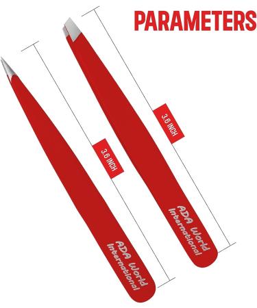 Professional Stainless Steel Precision Tweezers Set - 2 Pcs for Eyebrows, Ingrown Hair, Facial Hair Removal - Red - Buy Online on GoSupps.com
