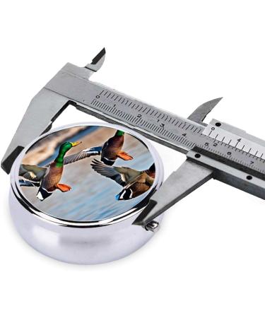 Shop Mallard Ducks Mini Round Pill Box - 3 Compartment Portable Pill Organizer for Travel Home & Office - Buy Online on GoSupps.com