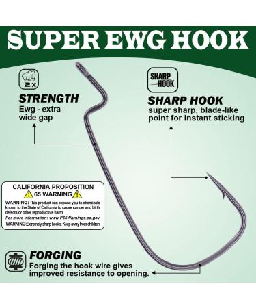 Texas Rig Bass Fishing EWG Hooks - 25 Pack 2/0 Offset Wide Gap Worm Hooks for Big Freshwater Bass Lures - Buy Online on GoSupps.com