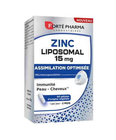 Forté Pharma – Zinc Liposomal 15mg | Dietary Supplement Skin, Immune Defenses, Anti Fatigue, Hair & Nail Beauty - Maximum Dosage, Optimal Assimilation| 60 capsules, 1/day