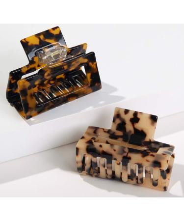 Pack of 2 Cut-Out Hair Claw Clips Medium Hair Claw for Thick and Fine Hair 7 cm Celluloid Hair Clips Hair Gripper Women Medium Hair Claw Clips for Hair 2 Colours Tortoise Shell Ivory - Buy Online on GoSupps.com