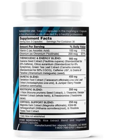 nbpure Meta Burn+ Natural 5-in-1 Fat Burner: Metabolism, Energy, Focus, diuretics, Stress Green Tea, Guarana, Ashwagandha, Grains of Paradise + More - Buy Online on GoSupps.com