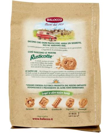  Balocco Balocco Rusticotte Biscotti Integrali ai 5 Cereali Whole Cookies with 5 Cereals Chia Seed Flax Seed and Sunflower Seeds Cookies Cookies 100% Italian Cookies 700g - Buy Online on GoSupps.com