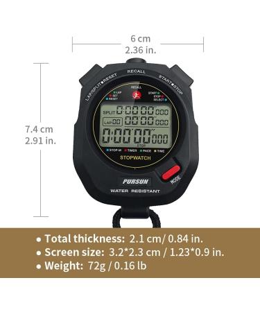 JUNSD Professional Stopwatch Timer for Sports 100 Lap Stopwatch Digital Sports Stopwatch with Countdown Timer 100 Lap Memory 0.001 Second Timing Water Resistant  Black - Buy Online on GoSupps.com