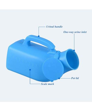 Male Portable Urinal Reusable Pee Bottles Home Thick Firm Bottle with Lid for Men 1L (Blue) Happy - Buy Online on GoSupps.com