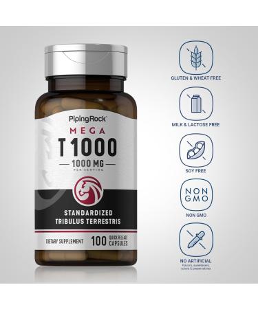 Piping Rock Tribulus Terrestris for Men 1000mg - 100 Capsules | Non-GMO Gluten Free Mega Standardized Extract Supplement - Buy Online on GoSupps.com
