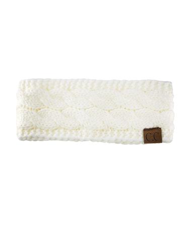 C.C Soft Stretch Cable Knit Ear Warmer Headband - Winter Warm & Fuzzy Lined (Ivory) - Buy Online on GoSupps.com