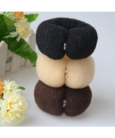 Black Hair Donut Hair Donut Bun Maker Hair Bun Shaper Hair Roll Tool Hair Bun Accessories for Women Nylon Hair Band with Buckle Lazy Hair Rings Tool - Buy Online on GoSupps.com