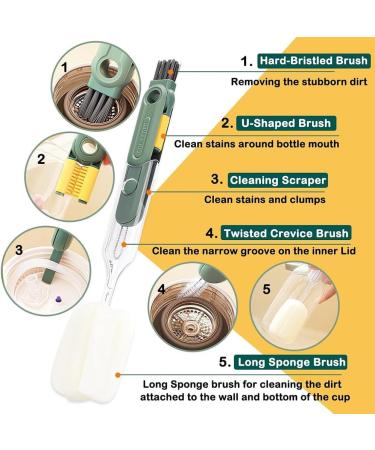 Tovmekdjn 5-in-1 Bottle Cleaning Brush Multifunctional Cleaning Brush for Lid Crevice & Bottle for Cleaning Bottle Water Bottles Easy Install - Buy Online on GoSupps.com
