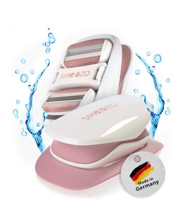 Premium body -grazing razor women and men - 50% time savings - Made in Germany including sound - skin -friendly - 2x 3 blades for arms legs back armpits (delicate ros ) delicate ros
