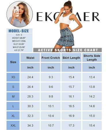 Ekouaer Women's Athletic Skorts - Pink Floral X-Large - Lightweight Golf & Tennis Skirt with Inner Shorts and Pocket for Running & Workout - Sports Skorts - Buy Online on GoSupps.com