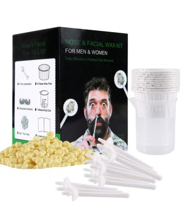 Nose Wax Kit Nose Wax for Men & Women Nose Hair Removal Wax Kit with Safe Tip Applicator Safe Quick and Painless(50g/10 Times Usage Paper Cup)