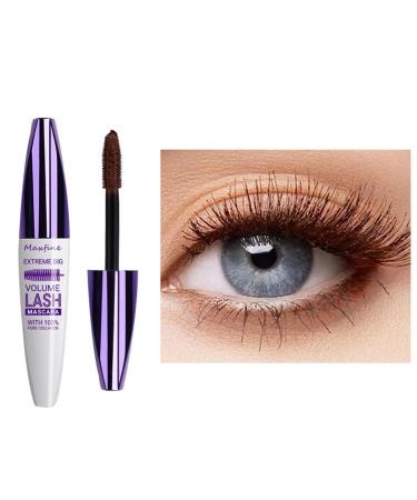 HISUNBEN Brown Mascara Waterproof 10ml Mascara Waterproof Durable Volumizing Curling Extension Makeup for Christmas Halloween Parties Weddings White Box