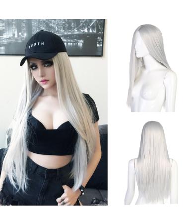 Biuzi Long White Wig | Synthetic Silver Hair for Costume & Parties | Straight Full Head Styles - Buy Online on GoSupps.com