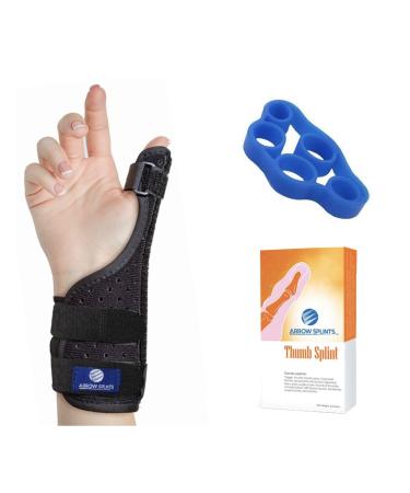 Arrow Splints Thumb Brace | for Arthritis  Trigger Thumb  Carpal Tunnel  Thumb Stabilizer  Tendonitis  Sprain - Thumb Spica Splint is Reversible to fit Right & Left Hand Thumb Splint + Thumb Exerciser