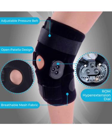 Comfyorthopedic Locking Knee Brace with Metal Side Stabilizers - PCL/ACL Hinged ROM Brace for Meniscus Tear - Knee Braces for Pain Relief with ROM Dial for Women & Men - Buy Online on GoSupps.com
