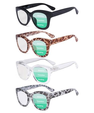 Eyekepper 4-Pack Oversized Progressive Multifocus Reading Glasses Women Blue Light Blocking Computer Readers No Line Trifocal Readers +1.25 Mix 1.25 x