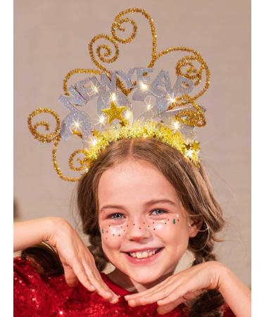 Vakkery Light Up Happy New Year Headband LED New Years Eve Hair Bands Glitter Star Headbands Christmas Party Hair Accessories for Women and Girls (Gold) - Buy Online on GoSupps.com