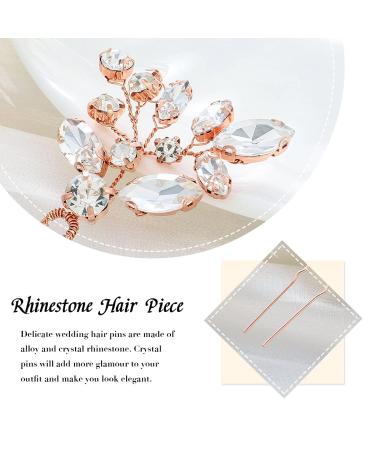 Jakawin Crystal Bride Wedding Hair Pins - Bridal Flower Hair Accessories - Rose Gold HP130 - Buy Online on GoSupps.com