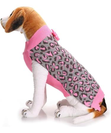 Amaone Chihuahua Puppy Leopard Winter Coat Knitted Pink Jacket for Small Dogs | Perfect for Cold Weather - Buy Online on GoSupps.com
