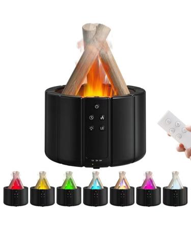Bonfire Diffuser 7 Colors Flame Diffuser 250ML Essential Oil Diffuser Diffuser Humidifier with Remote Control (Black)