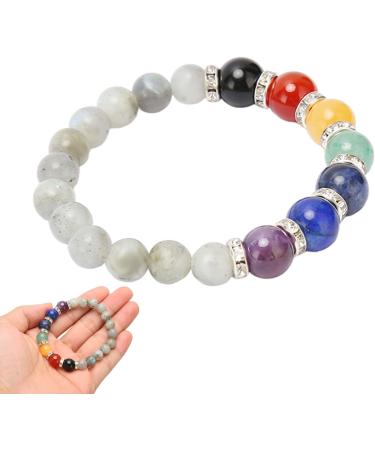 Relaxing Chakra Bracelet - Elastic Pearl Bracelet for Stress Relief & Healing | Versatile Meditation Party & Well-being Accessory (Gray) - Buy Online on GoSupps.com