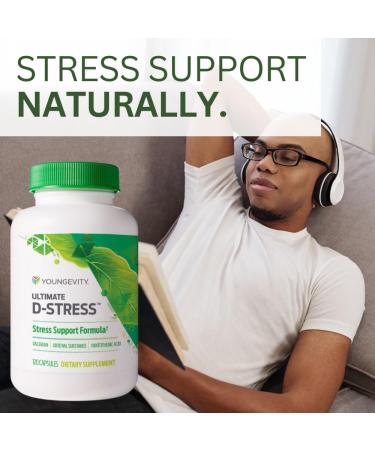 Youngevity Ultimate D-Stress Natural Stress Relief Supplement with Magnesium Valerian Root Extract and B Vitamins Supports Adrenal Health and Nervous System 120 Capsules (Pack of 1) - Buy Online on GoSupps.com