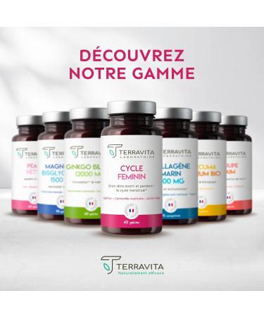 Feminine Cycle | Dietary Supplement Pain and Premenstrual Syndrome | With Chamomile Dandelion Vit B6 and Safr Inside Patented Saffron | 45 Vegan Capsules | Made in France | Terravita - Buy Online on GoSupps.com