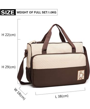 Miss Lulu 5-Set Brown Baby Diaper Bag | Stylish Shoulder Bag with Bottle Holder & Changing Pad - Ideal for Moms - Buy Online on GoSupps.com