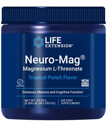 Life Extension Neuro-Mag Magnesium L-Threonate Powder Tropical Punch Flavor - 3.293 Ounce