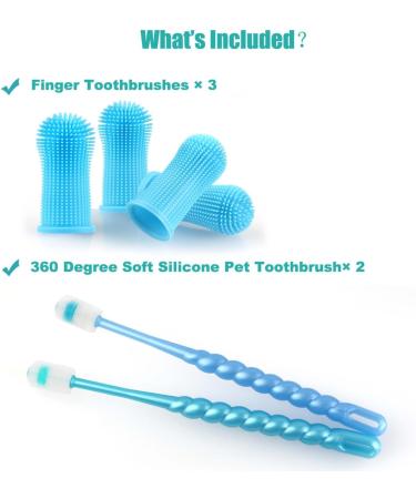 5-Piece Dog Toothbrush Set | Reusable 360 Silicone Dental Care for Dogs & Cats - Ideal for Small & Large Breeds (Blue) - Buy Online on GoSupps.com