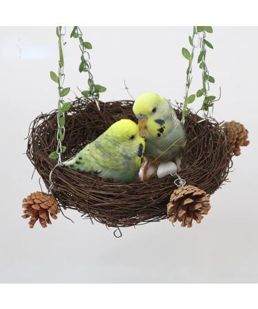 WACURRENTHYD Natural Rattan Nest Small Medium Large Bird Swing for Parrot Parakeet Cockatiel Conure Cockatoo Macaw Amazon African Grey Lovebird Finch Canary Budgie Cage Perch Toy (Small) - Buy Online on GoSupps.com