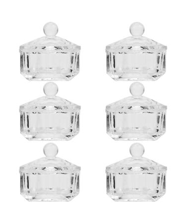 Lurrose Glass Nail Dappen Dish with Lid Nail Crystal Bowl for Acrylic Liquid Powder Dappen Dish for Nails 6pcs
