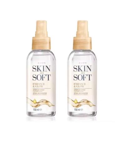 2x AVON SKIN SO SOFT ENHANCE & GLOW AIRBRUSH SPRAY MEDIUM SKIN 150ml